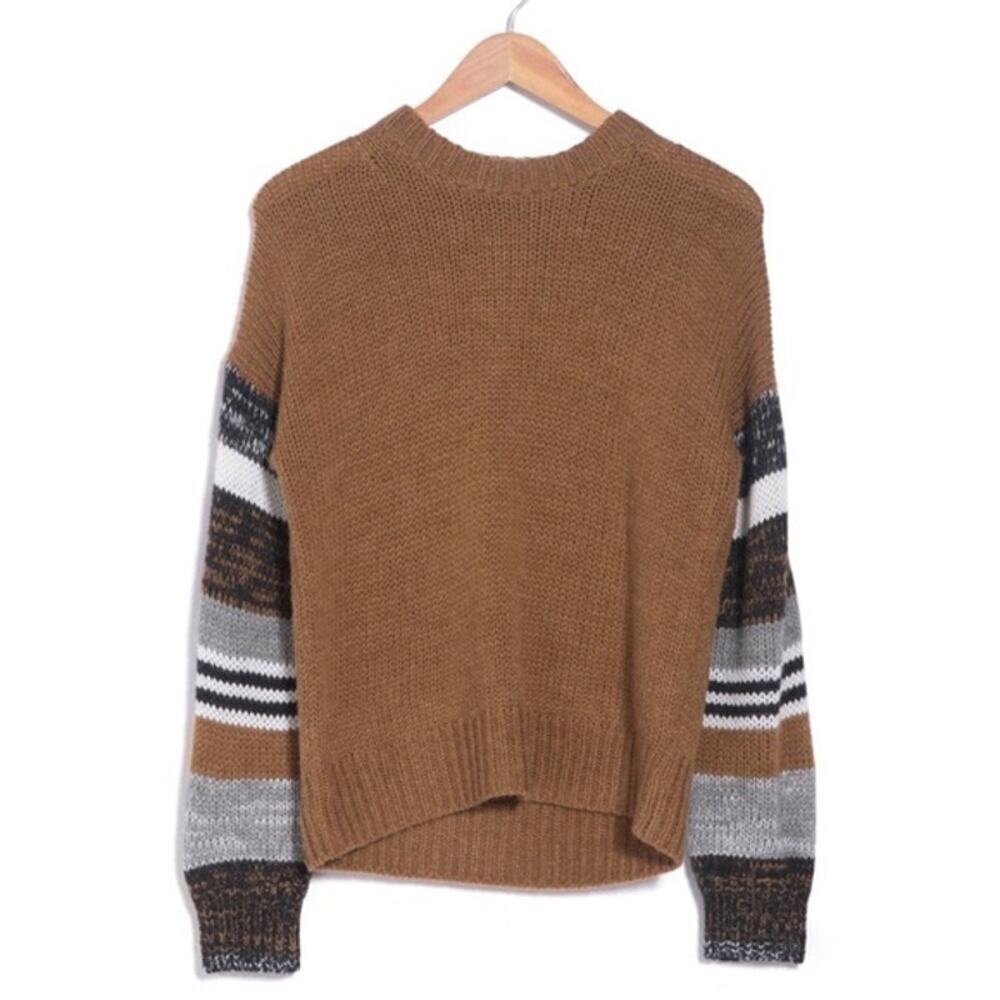 360 Sweater Italian Yarn Jayne Colorblock Sweater Brown Black White Size Small